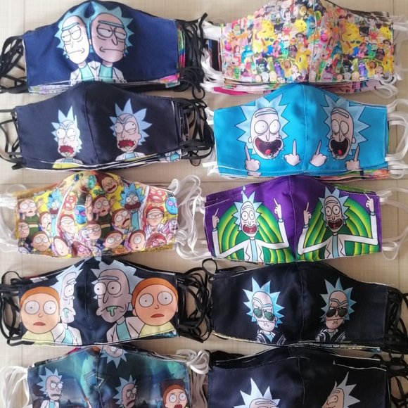 3x HANDMADE RICK and MORTY TV adult swim FACE mask - Picture 4 of 13